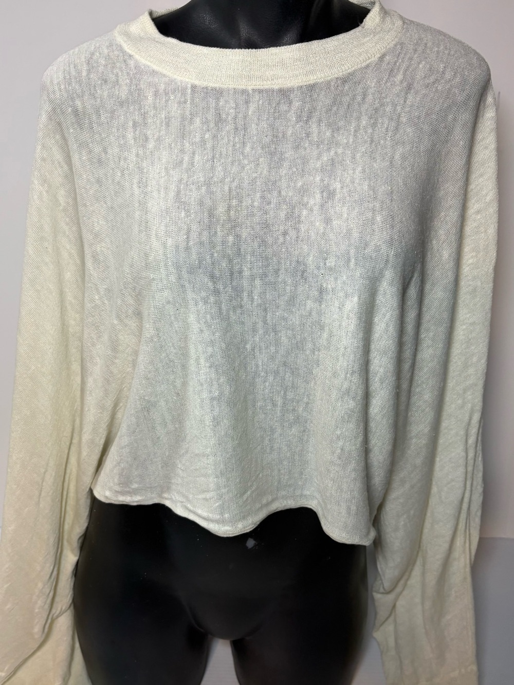 Wilfred Cream Sheer Knit Crewneck Top 81% Linen
